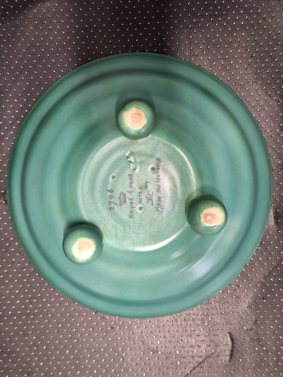 Originele Art Deco tripod schaal Nilo van Plateelbakkerij Zuid-Holland - foto 7