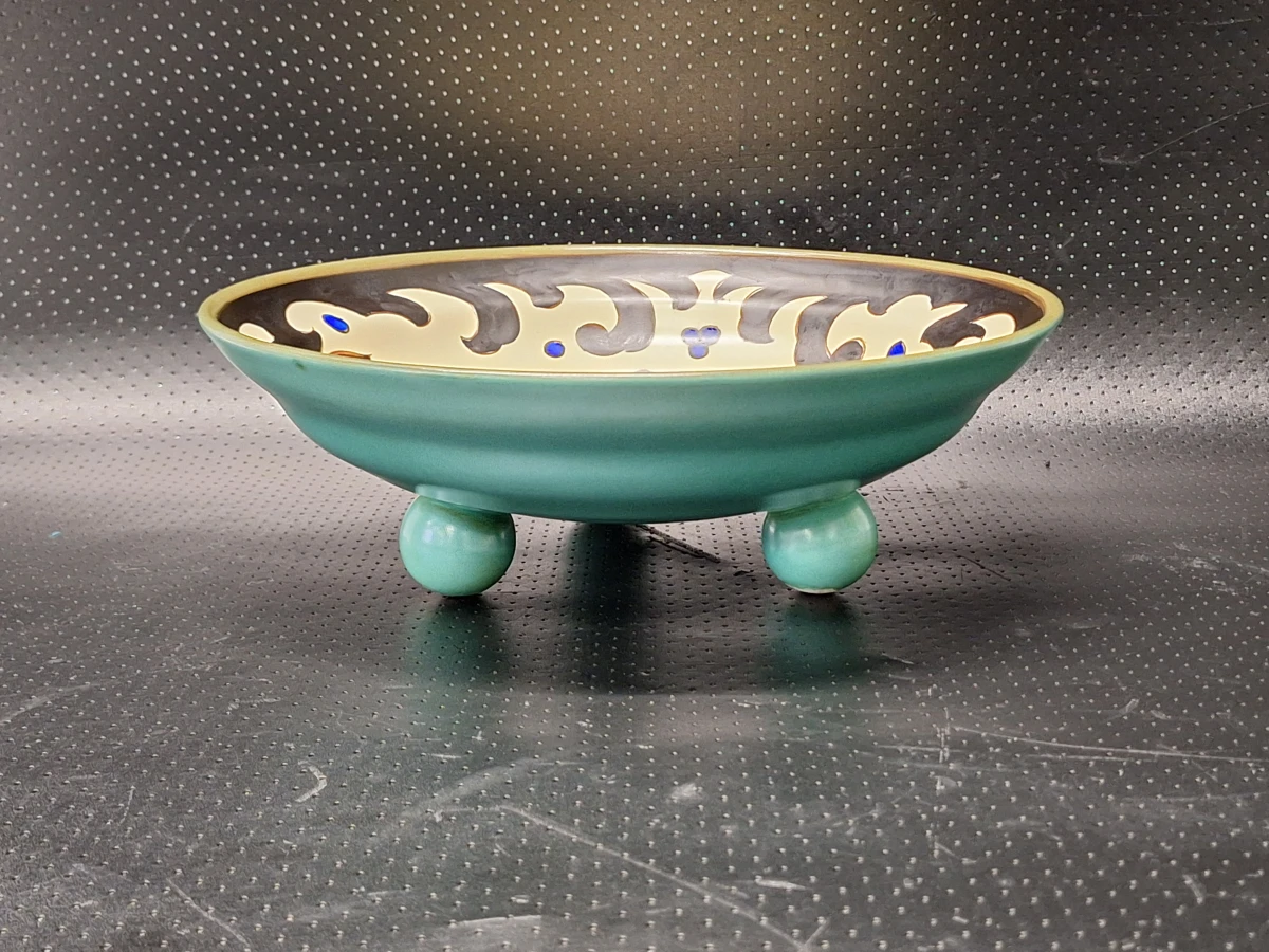 Originele Art Deco tripod schaal Nilo van Plateelbakkerij Zuid-Holland - foto 2