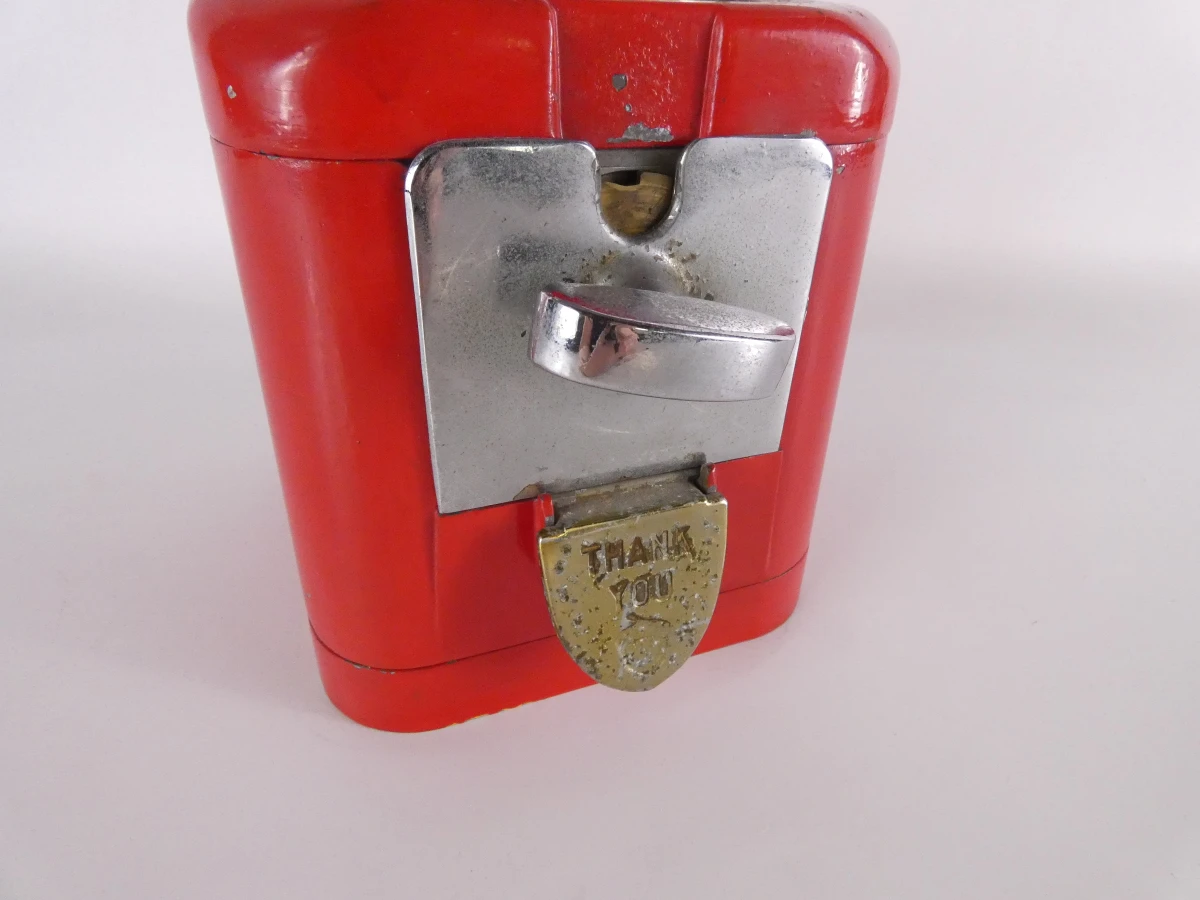 Vintage Belgische rode kauwgom- en snoepautomaat (verzamelobject) - foto 10