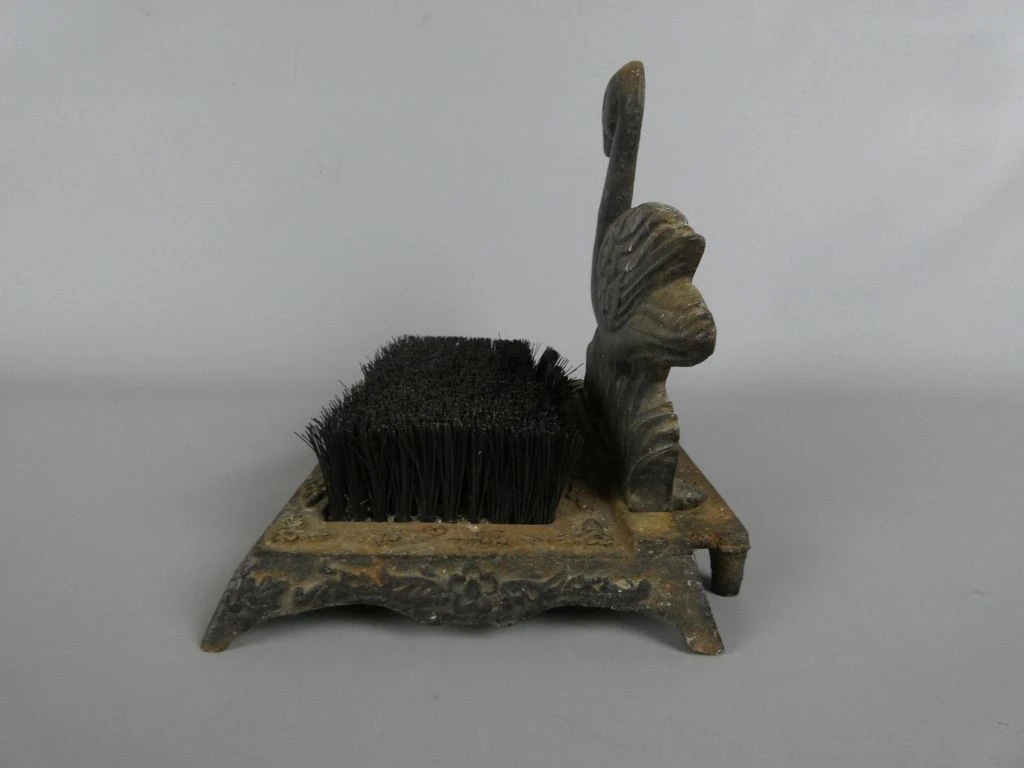 Vintage metalen schoenveger met eend decoratie - foto 2