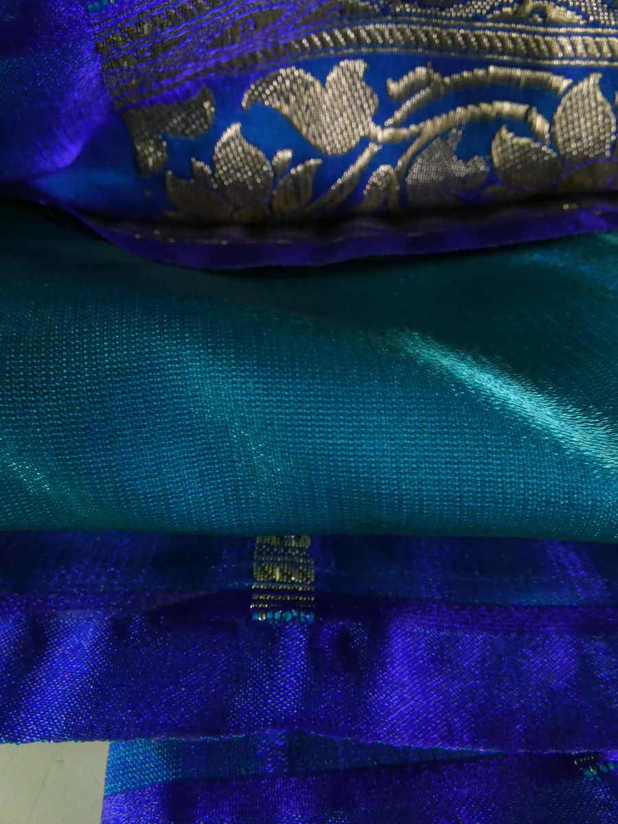 Traditionele turquoiseblauwe sari-set - foto 3