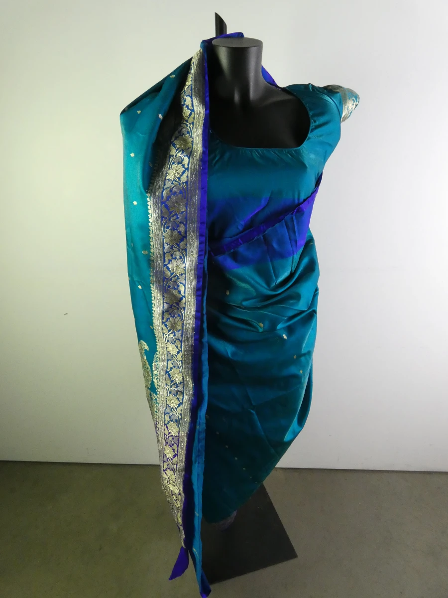 Traditionele turquoiseblauwe sari-set - foto 13