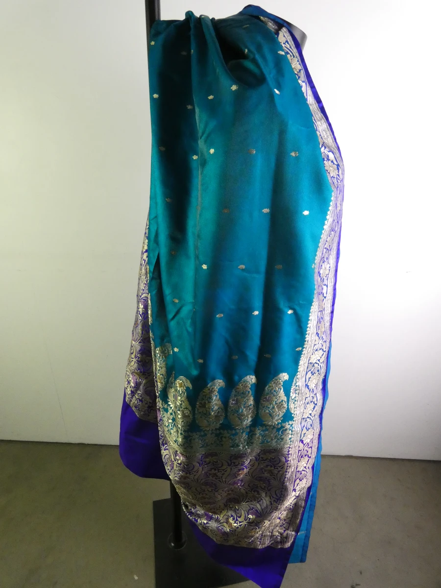 Traditionele turquoiseblauwe sari-set - foto 10