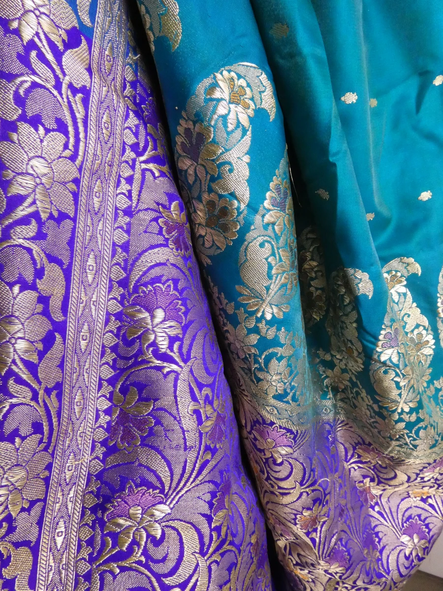 Traditionele turquoiseblauwe sari-set - foto 8