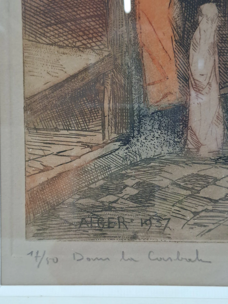 Originele Kleurenets 'Dans la Casbah – Alger' (Jean Van Den Bossche, 1937) – Gelimiteerde Oplage - foto 3