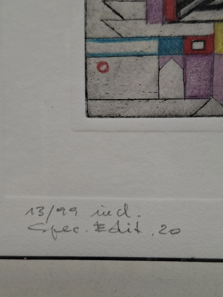 Gelimiteerde Geometrisch-Abstracte Diptiek Ets – Jürgen Bauer (Beckert) - foto 3