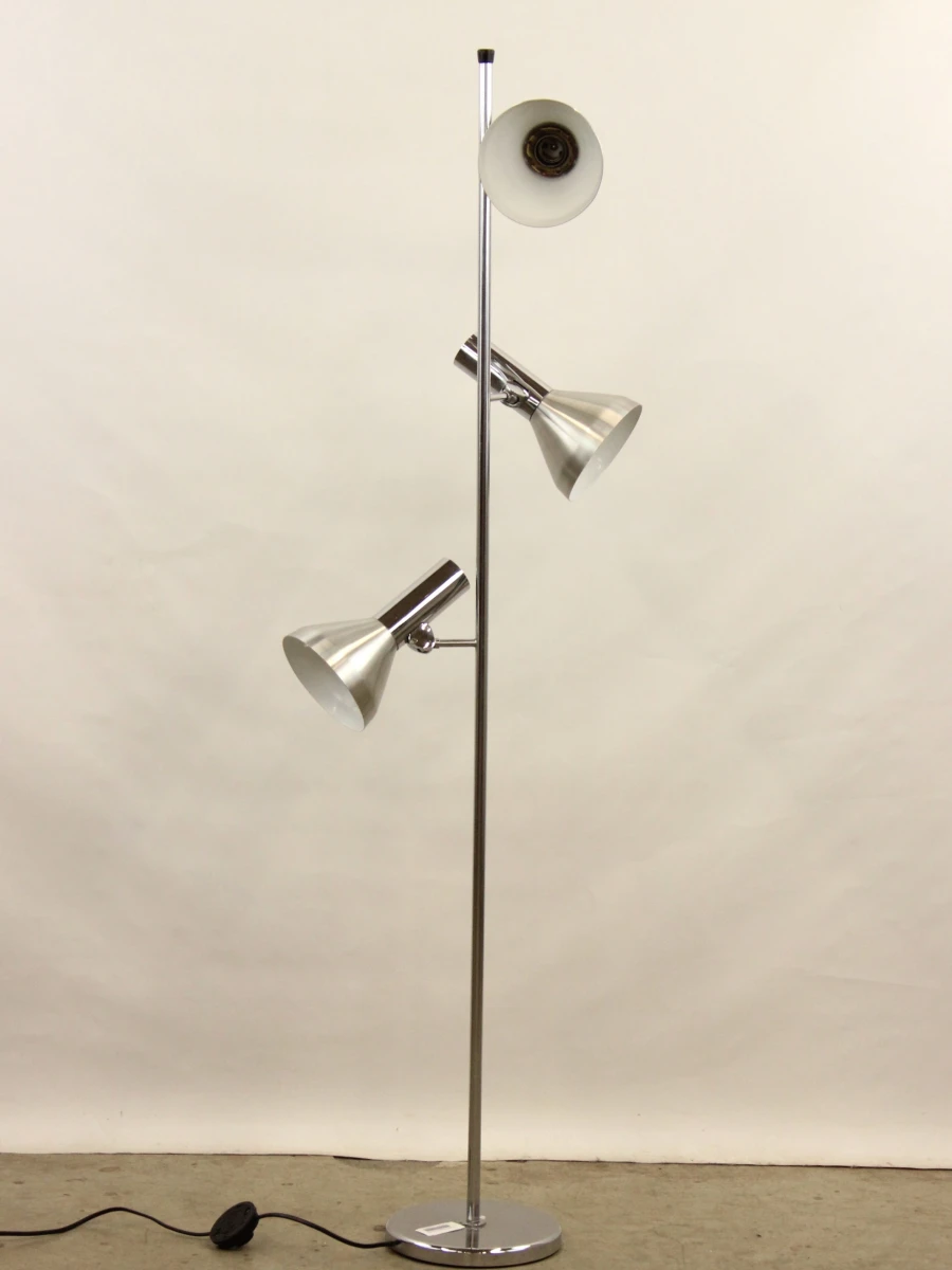 70s chroom vloerlamp met 3 draaibare spots - foto 3