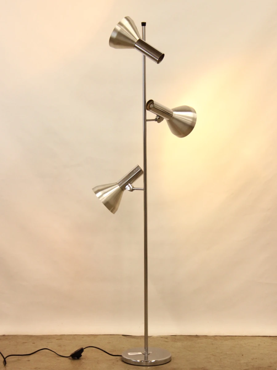 70s chroom vloerlamp met 3 draaibare spots - foto 8