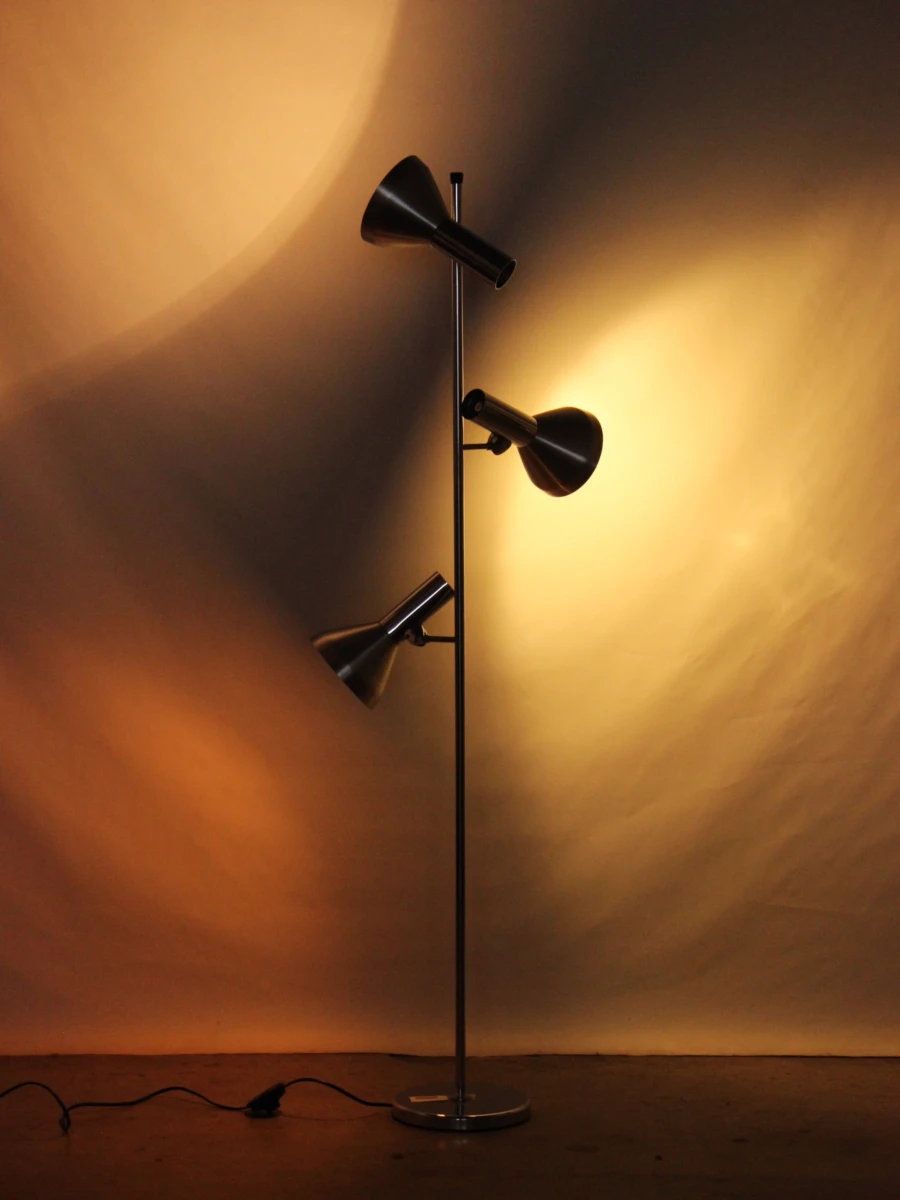 70s chroom vloerlamp met 3 draaibare spots - foto 9