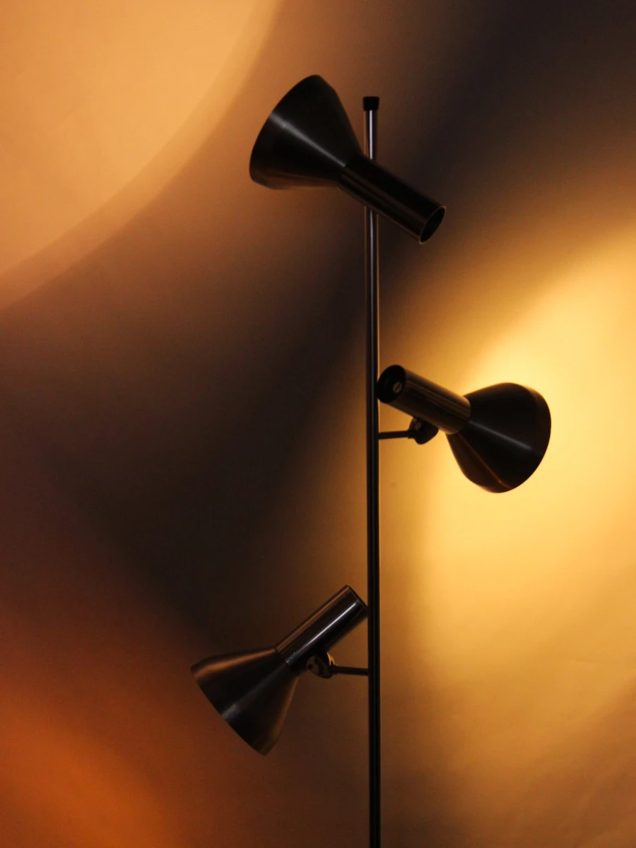 70s chroom vloerlamp met 3 draaibare spots - foto 10