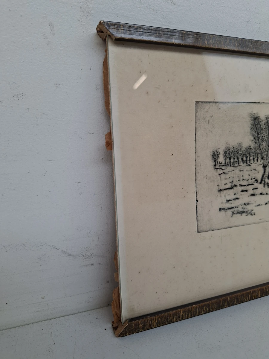 Sfeervolle Originele Ets "Eerste Sneeuw" – Yvan Royon (Eerste Afdruk) - foto 5