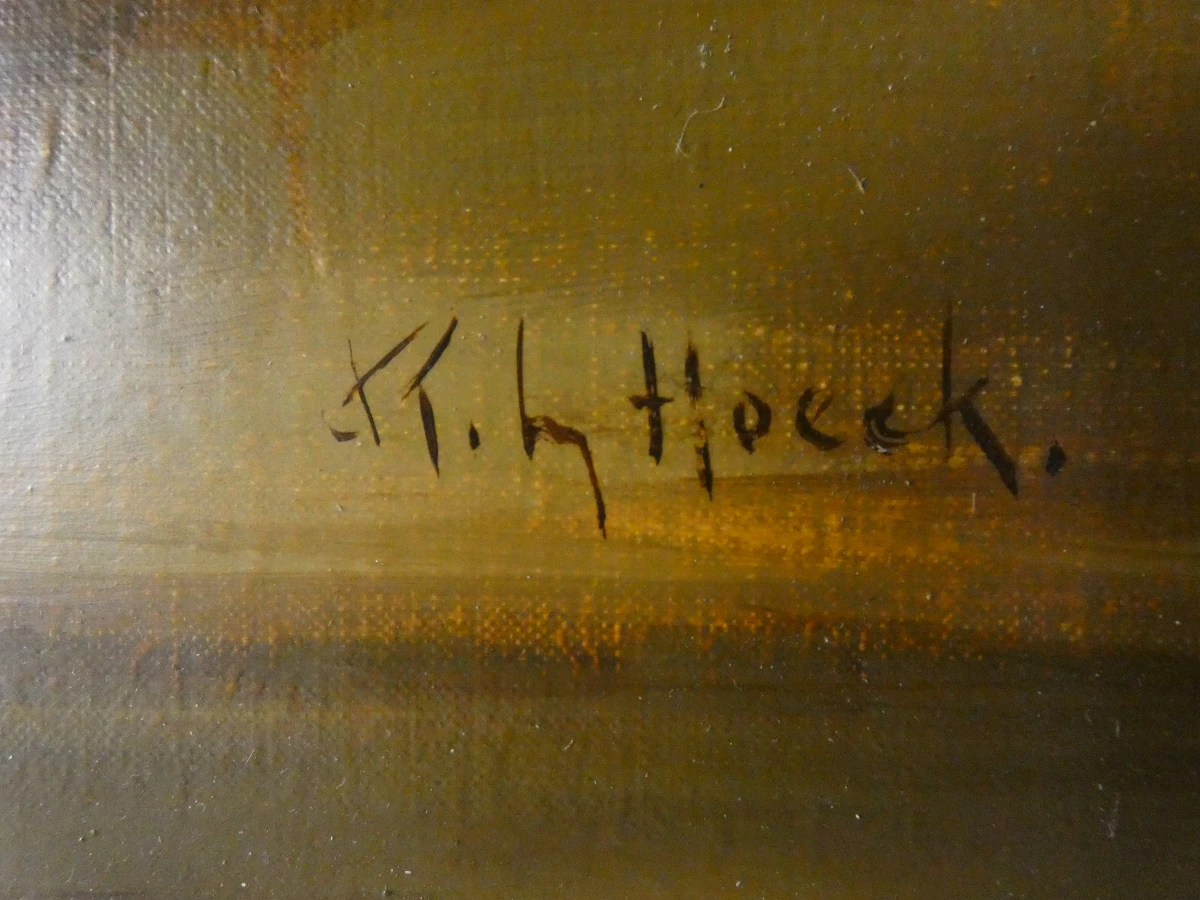 Olieverfschilderij "Stilleven met aardbeien" – gesigneerd Raymond van Hoeck - foto 3