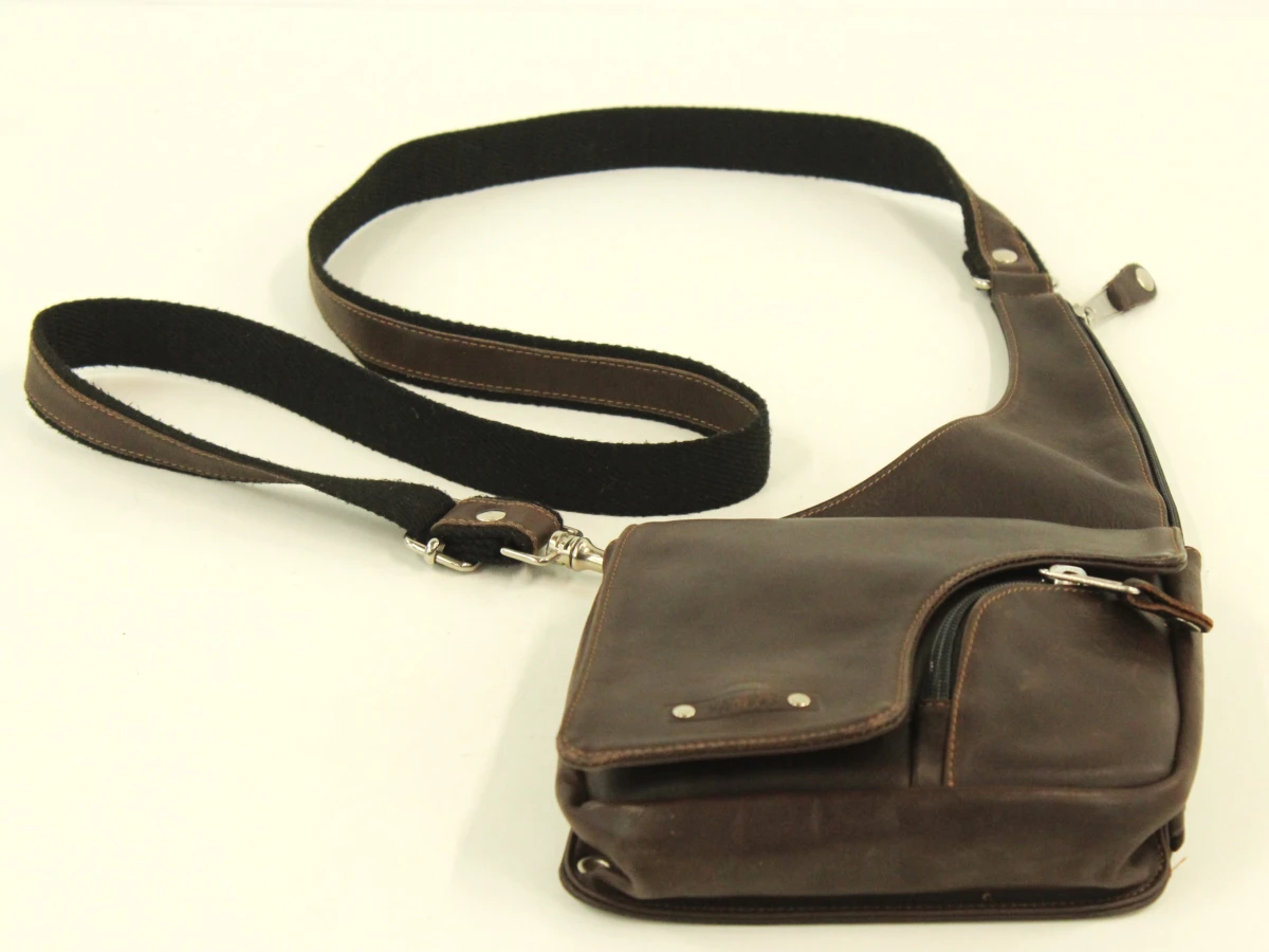 Jean-Louis Fourès - donkerbruine lederen crossbody / holstertas - foto 3