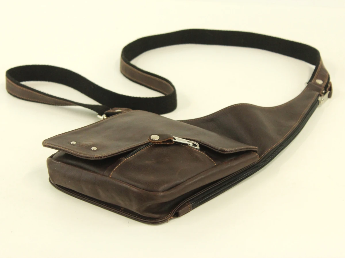 Jean-Louis Fourès - donkerbruine lederen crossbody / holstertas - foto 5