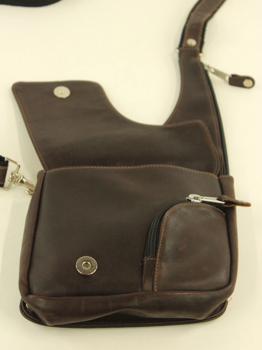 Jean-Louis Fourès - donkerbruine lederen crossbody / holstertas - foto 7