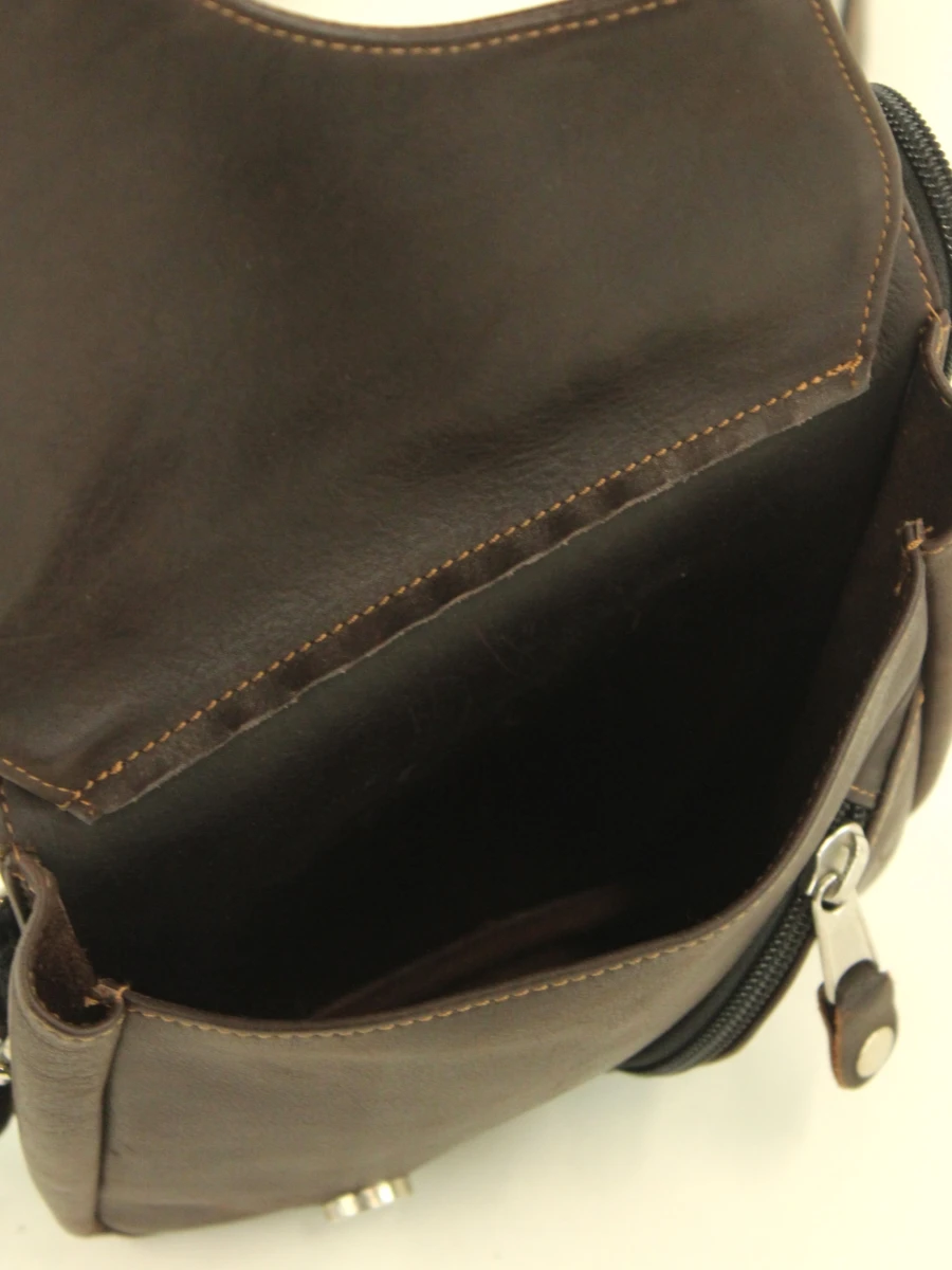 Jean-Louis Fourès - donkerbruine lederen crossbody / holstertas - foto 8