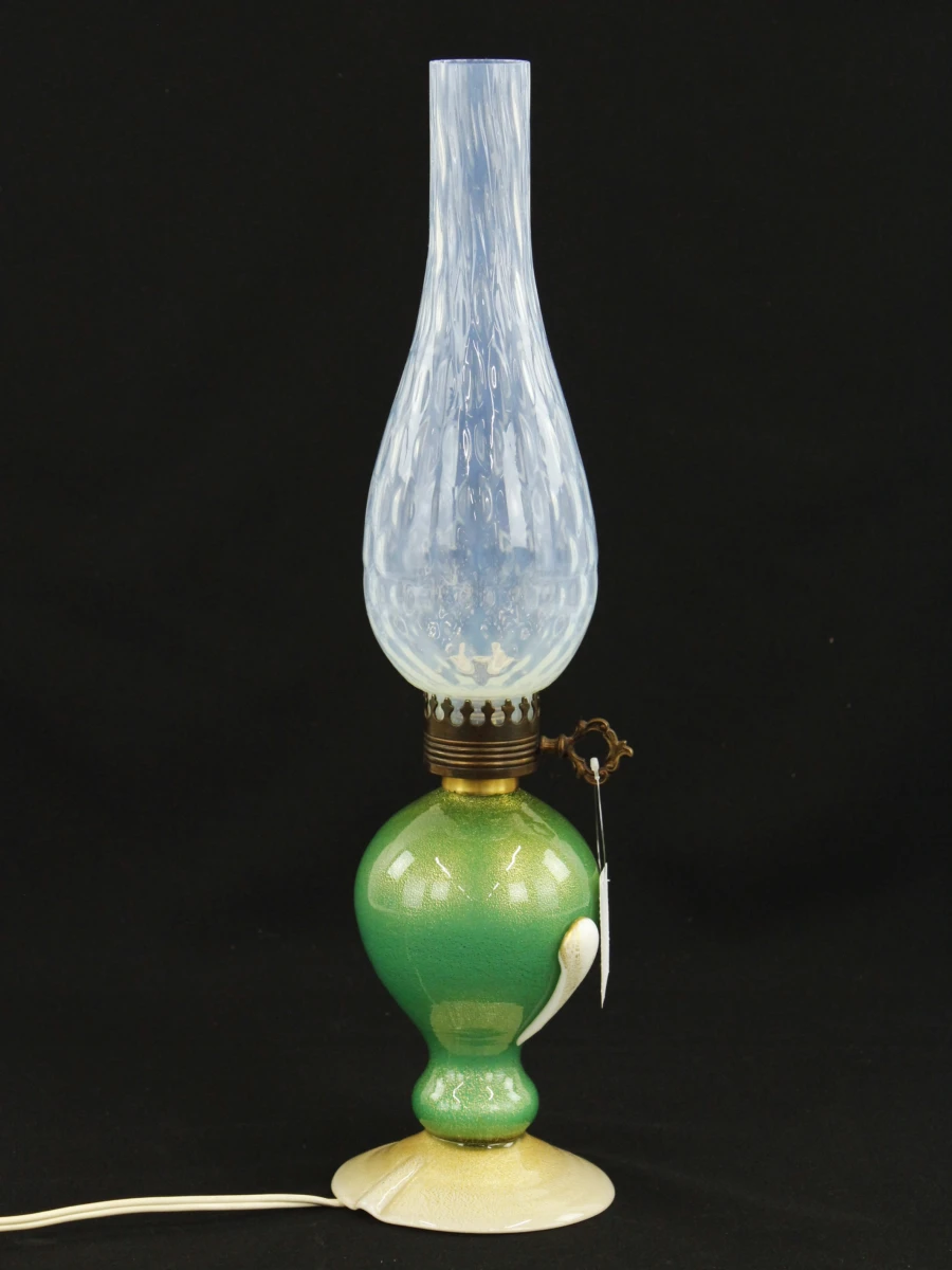 Murano Glazen Sfeerlamp met Opaline Kap – Italië - foto 2