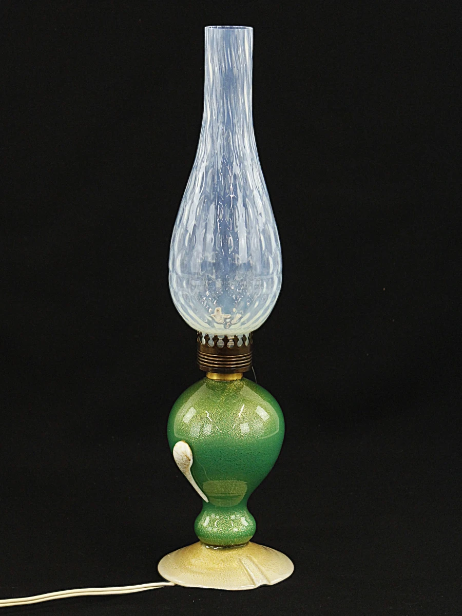 Murano Glazen Sfeerlamp met Opaline Kap – Italië - foto 6