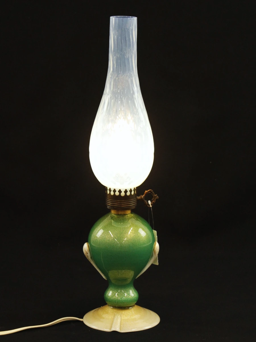 Murano Glazen Sfeerlamp met Opaline Kap – Italië - foto 7