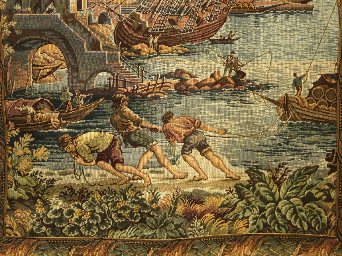 Jacquard geweven wandtapijt – “Scaricatori” / havengezicht - foto 4