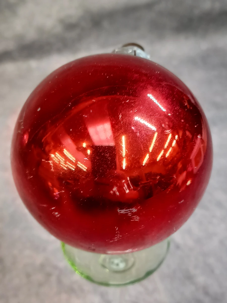 Set van 4 vintage glazen kerstballen met Bbloemmotief en pailletten - foto 7