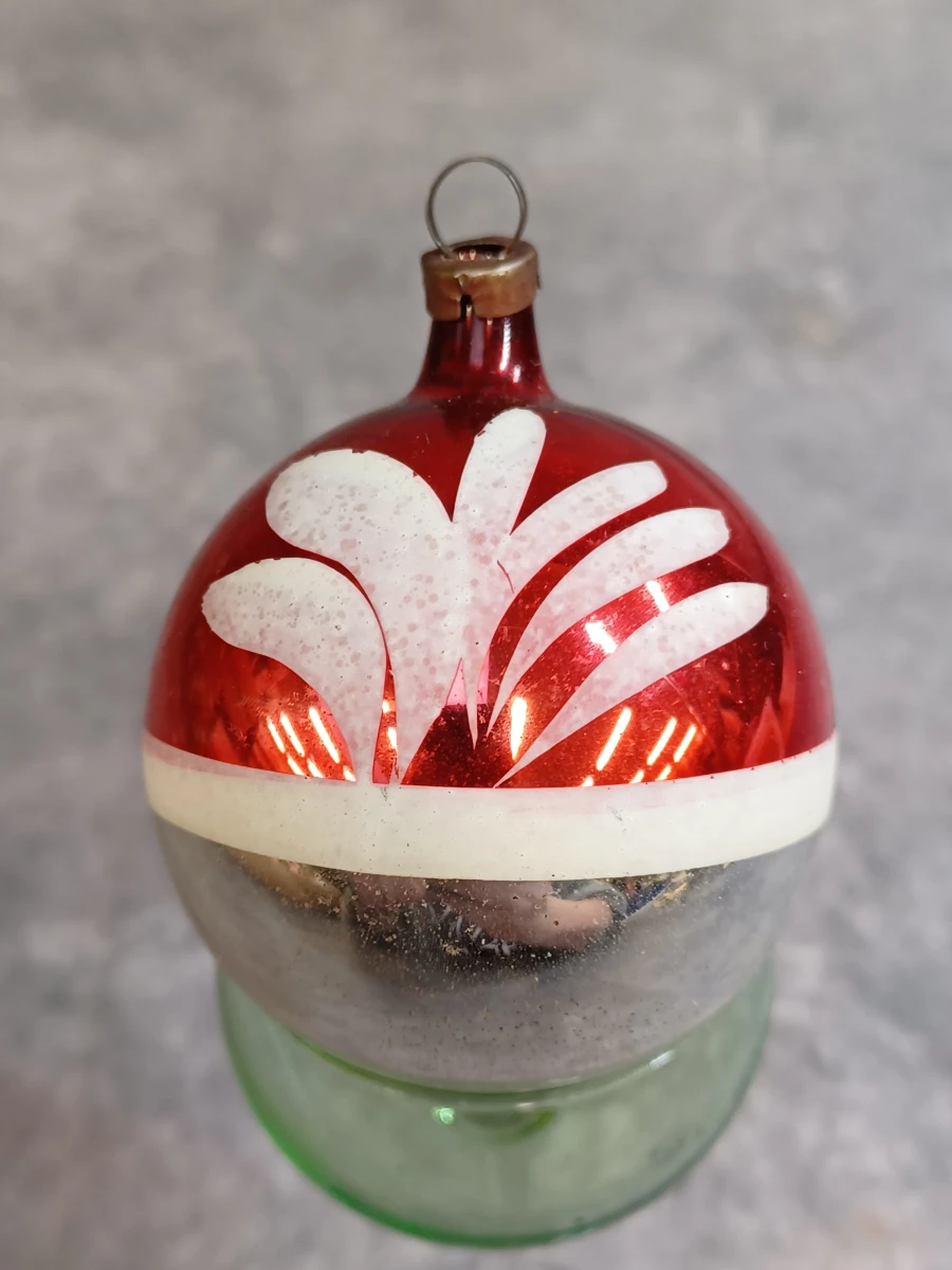 Vintage kerstset in doos: 11 glazen kerstballen en piek - foto 9