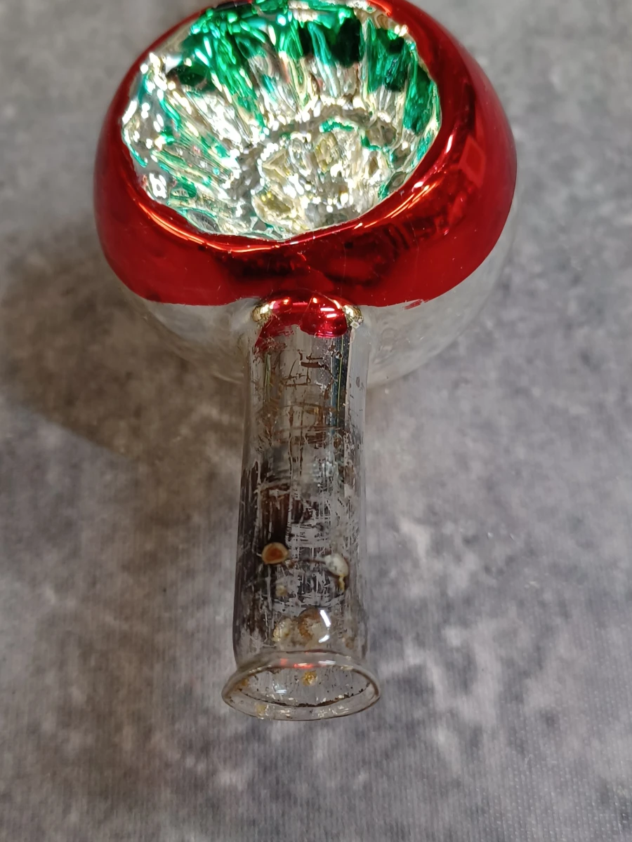 Vintage kerstset in doos: 11 glazen kerstballen en piek - foto 16