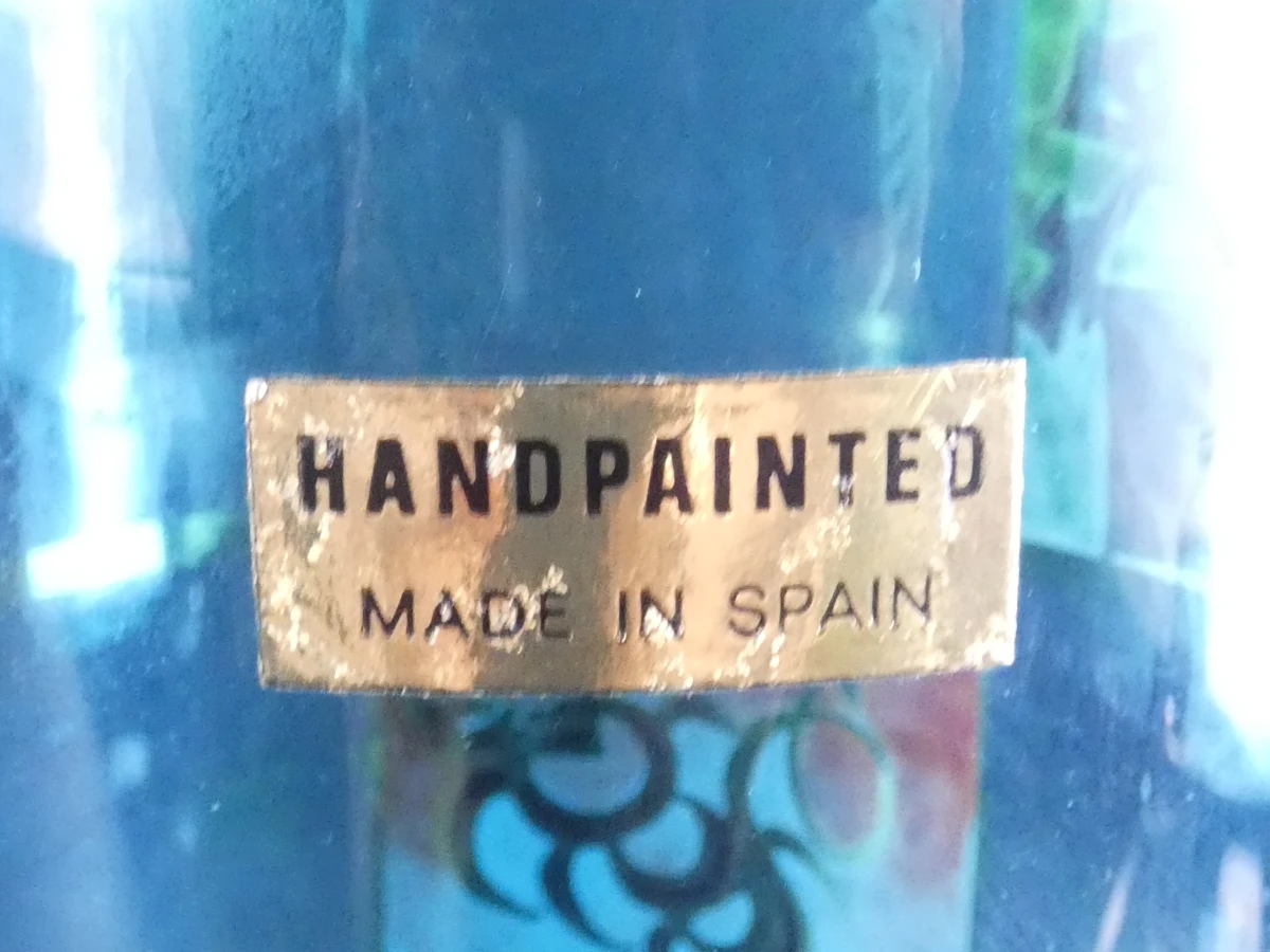 Handbeschilderde Spaanse glazen vaas - foto 6