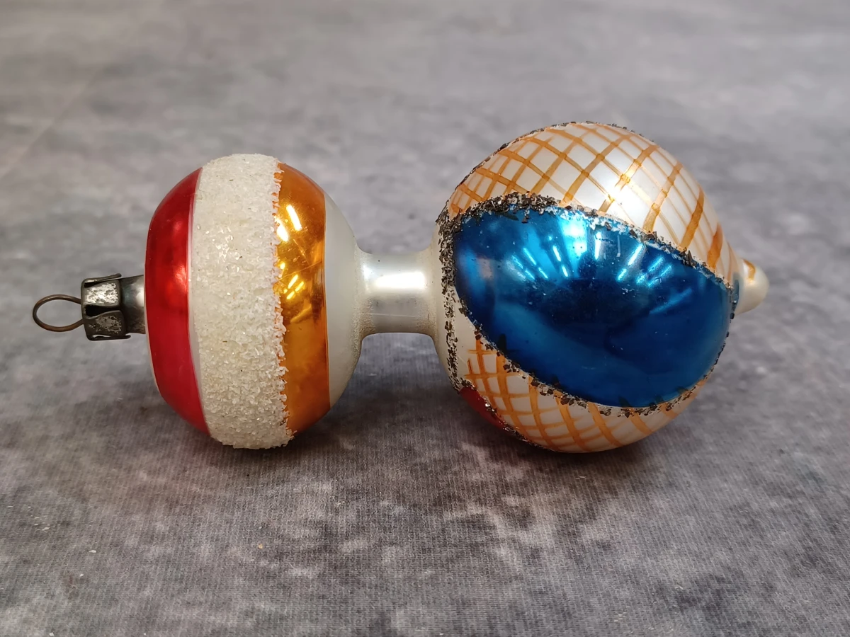 Set vintage van 5 glazen kerstornamenten - foto 6