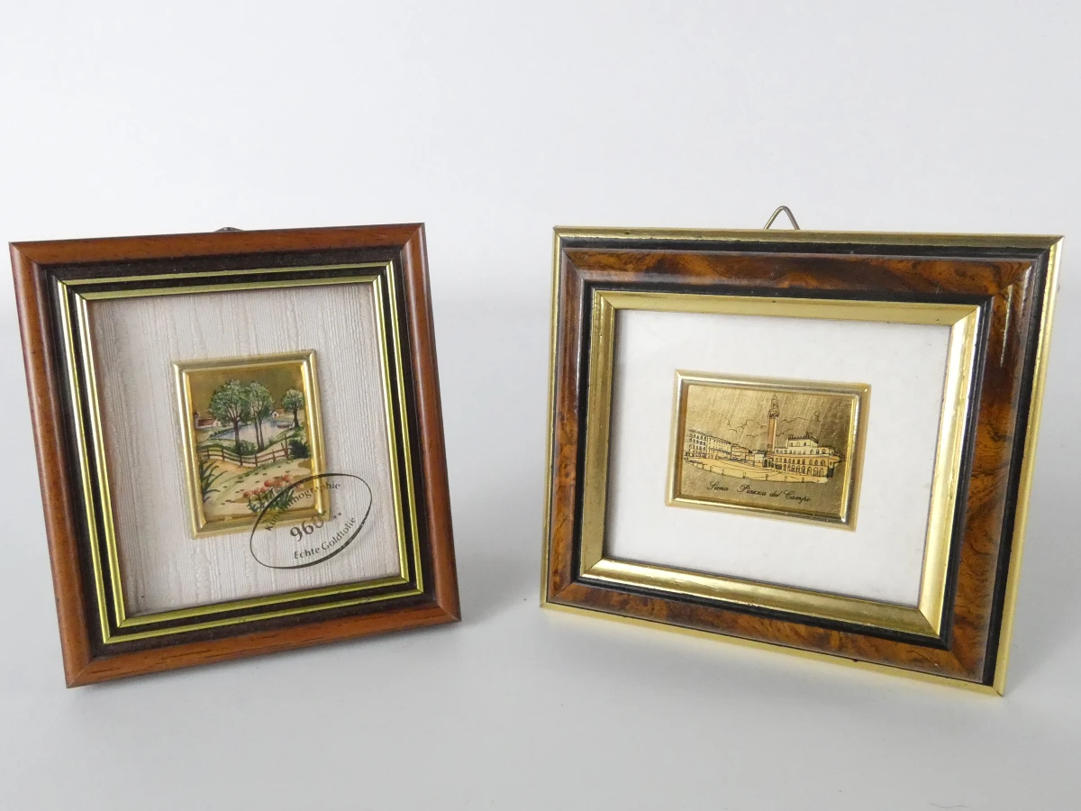Set van 9 gecertificeerde Italiaanse Miniaturen (23kt Goud- & Zilverfolie) - foto 14