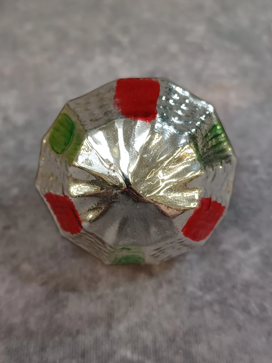 Vintage glazen Ajeko kerstbal met reliëf - foto 4