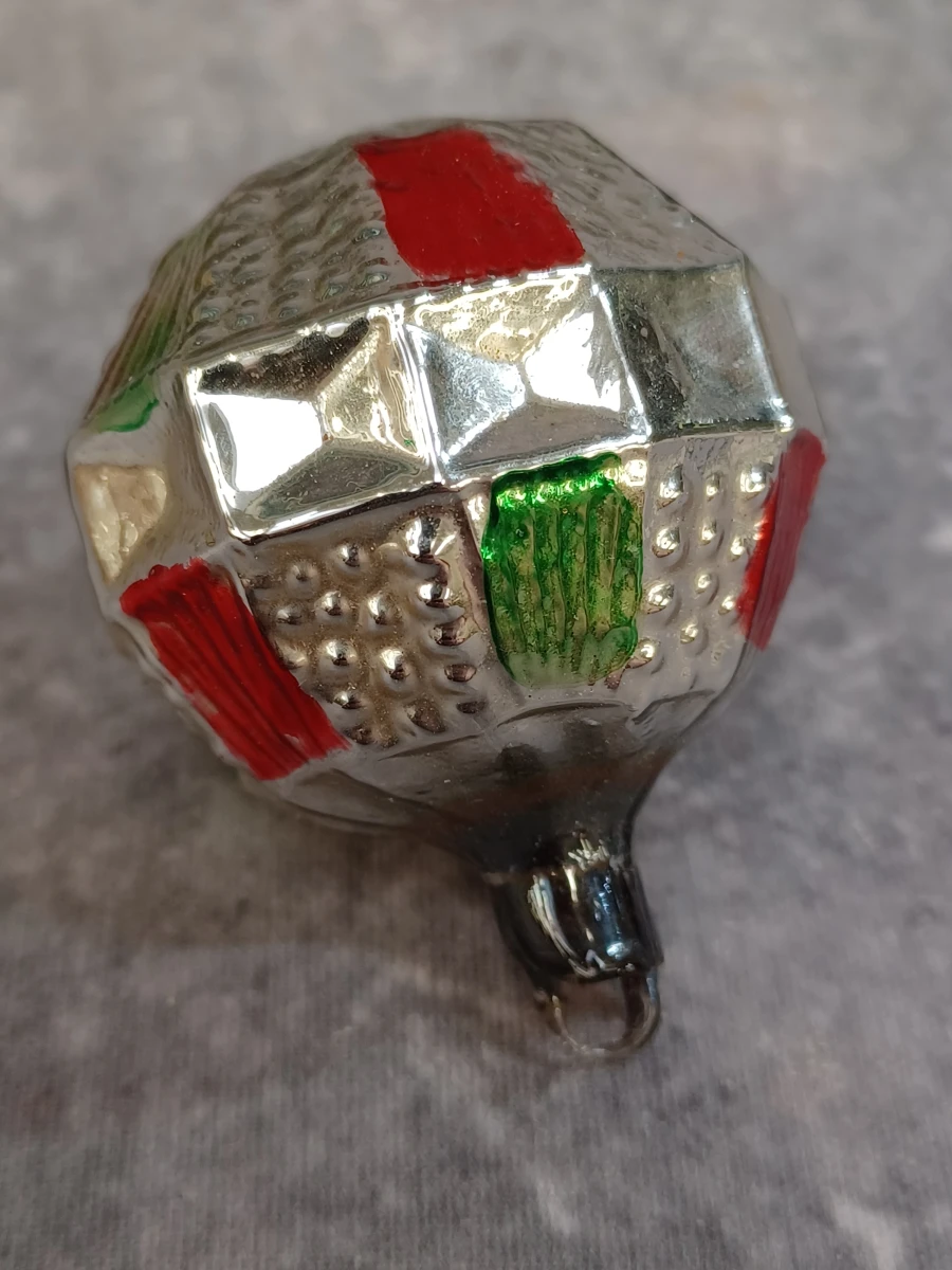 Vintage glazen Ajeko kerstbal met reliëf - foto 5