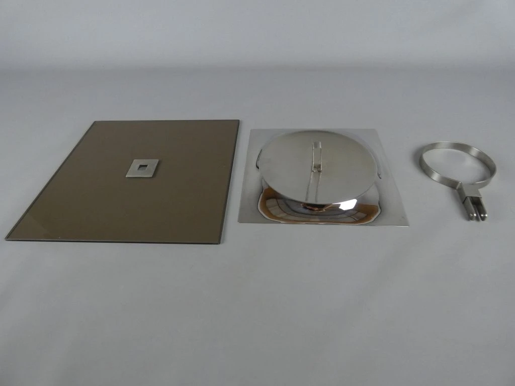 Kaas schotel jaren 70 van glas en metaal - foto 4