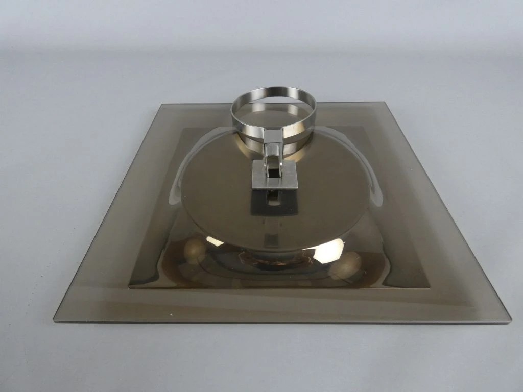 Kaas schotel jaren 70 van glas en metaal - foto 3