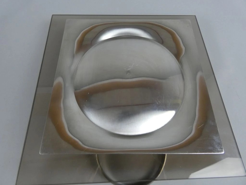 Kaas schotel jaren 70 van glas en metaal - foto 6