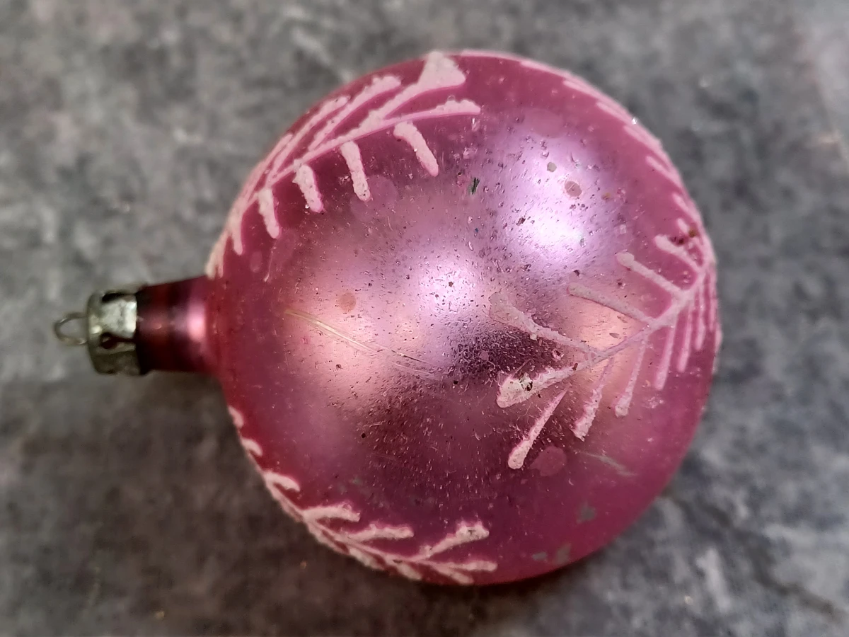 Vintage glazen kerstversiering met reflector -  Set met Piekenier en 4 ballen - foto 6