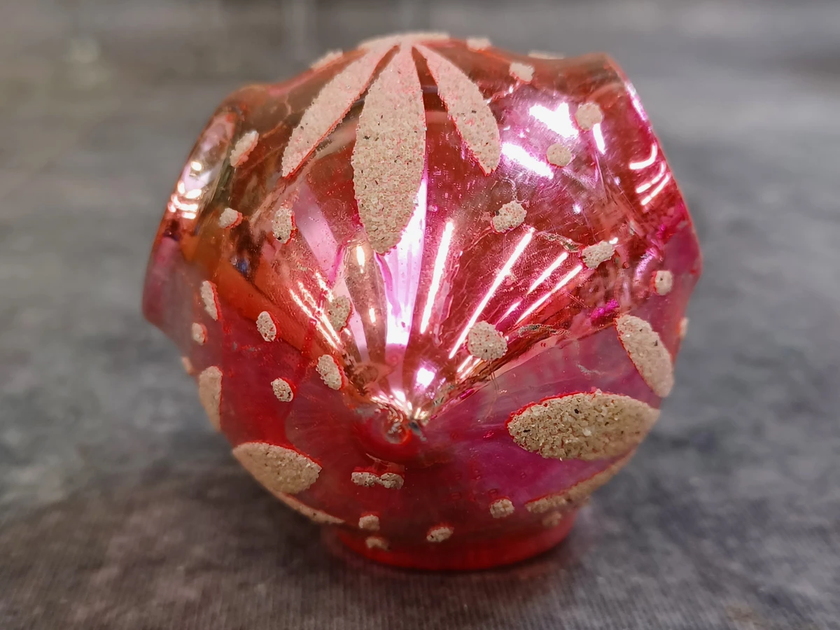 Vintage glazen kerstversiering met reflector -  Set met Piekenier en 4 ballen - foto 4