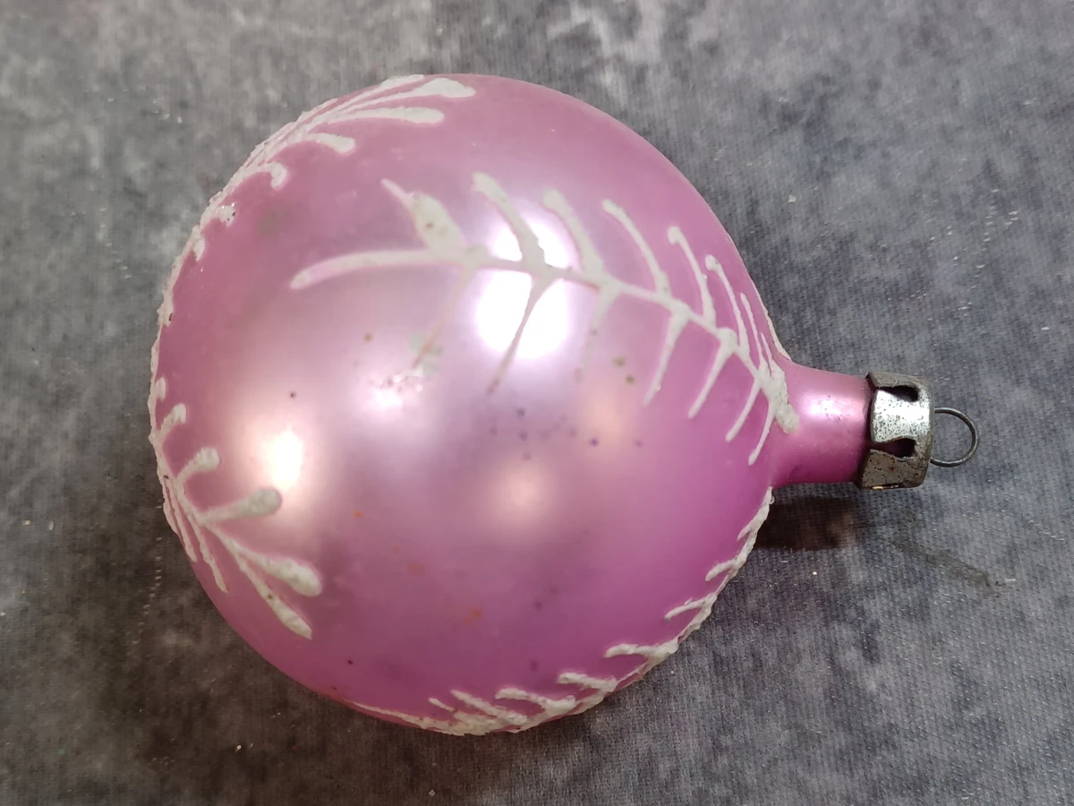 Vintage glazen kerstversiering met reflector -  Set met Piekenier en 4 ballen - foto 8