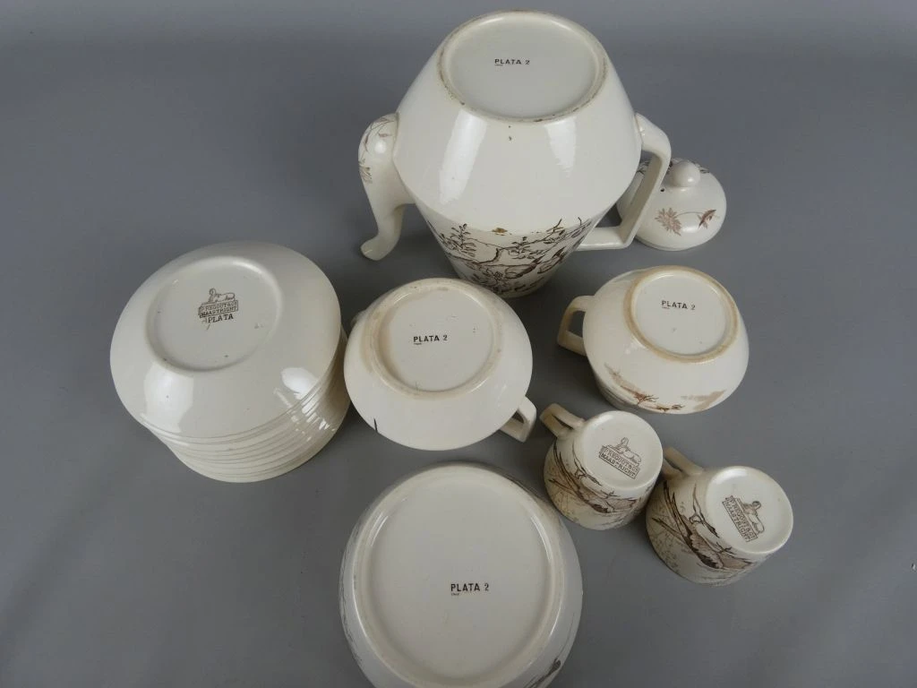 Vintage servies met vogelmotief van P. Regout Maastricht - foto 3