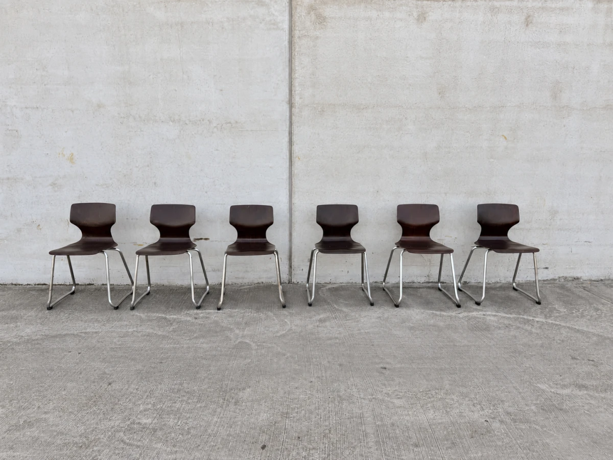 Set van 6 vintage Flötotto Pagwood stoelen – Adam Stegner - foto 2