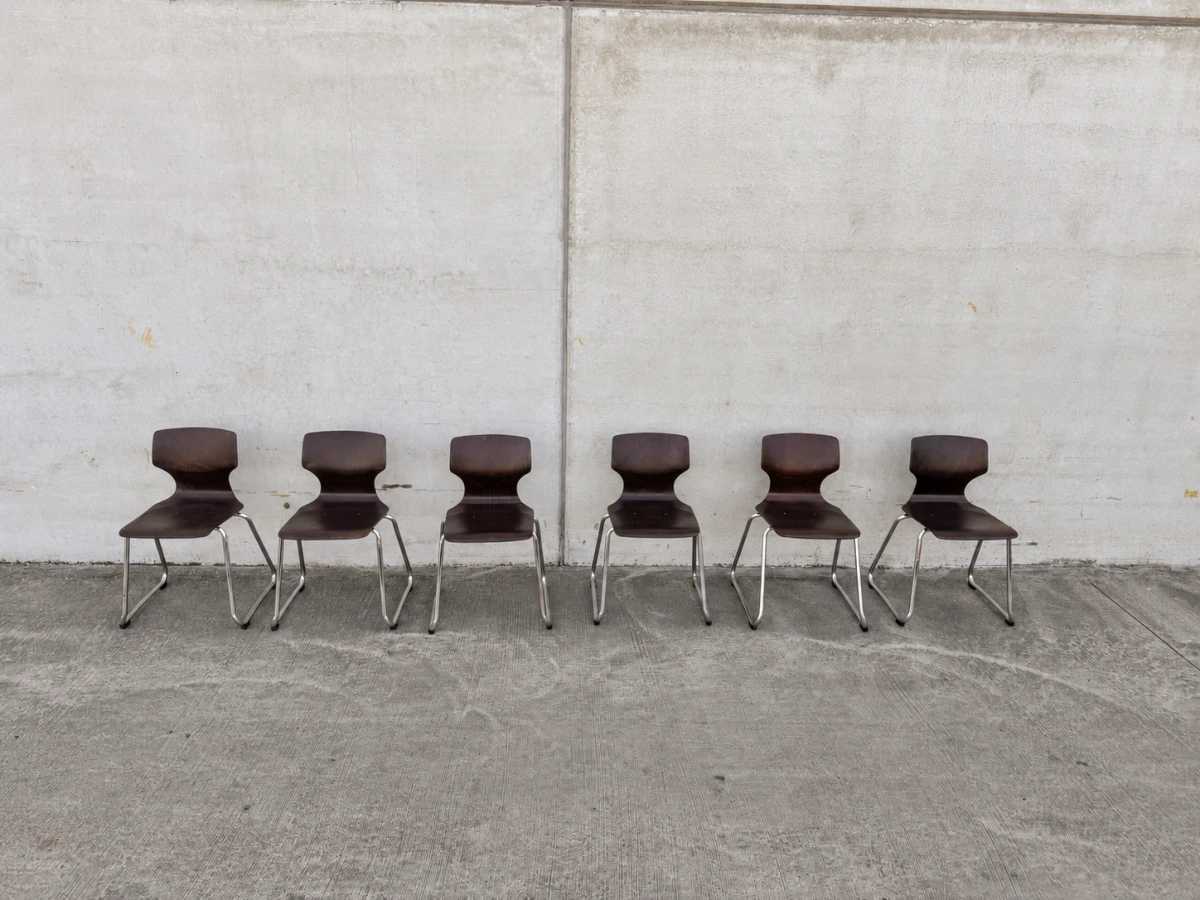 Set van 6 vintage Flötotto Pagwood stoelen – Adam Stegner - foto 5