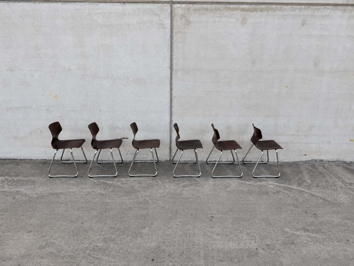 Set van 6 vintage Flötotto Pagwood stoelen – Adam Stegner - foto 8