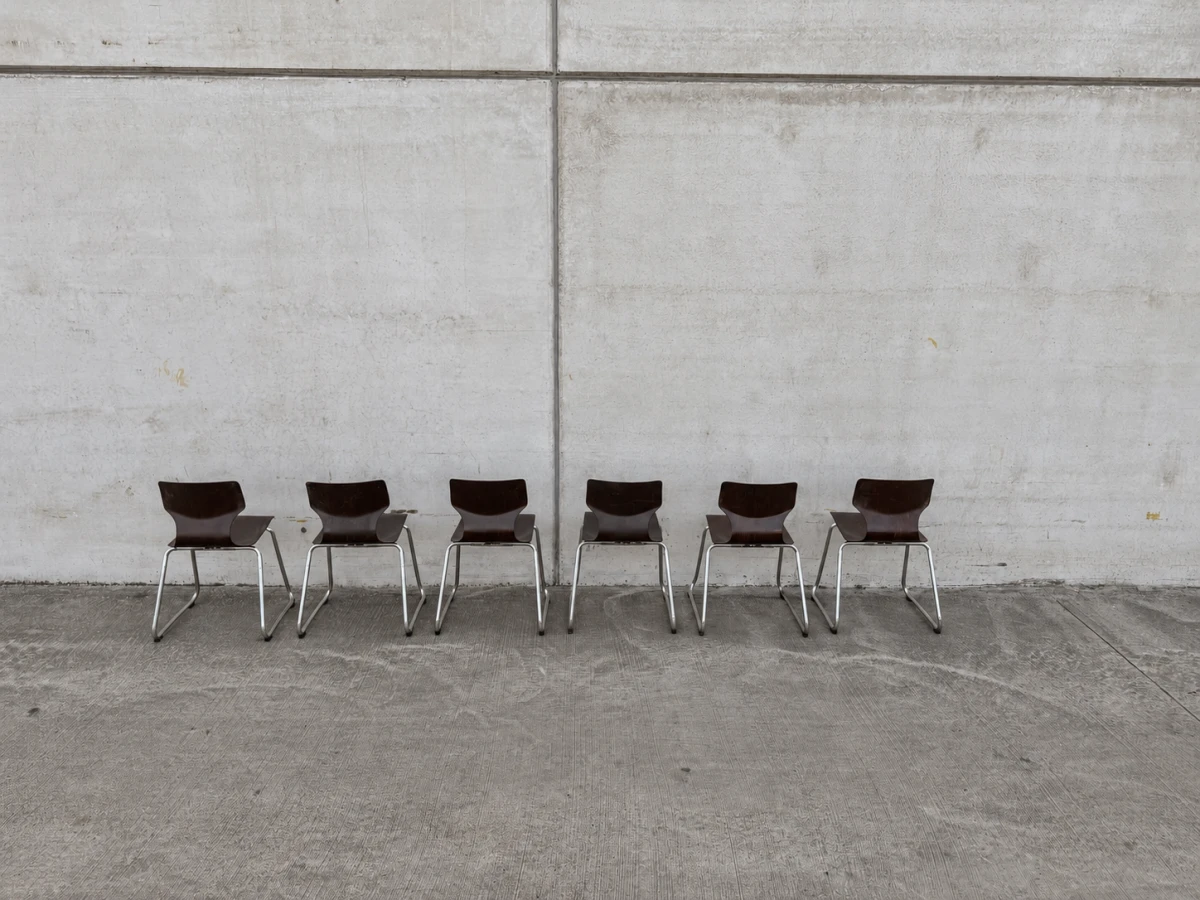 Set van 6 vintage Flötotto Pagwood stoelen – Adam Stegner - foto 9