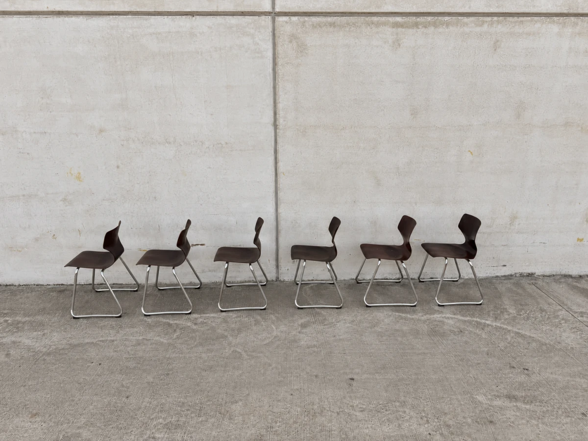 Set van 6 vintage Flötotto Pagwood stoelen – Adam Stegner - foto 7