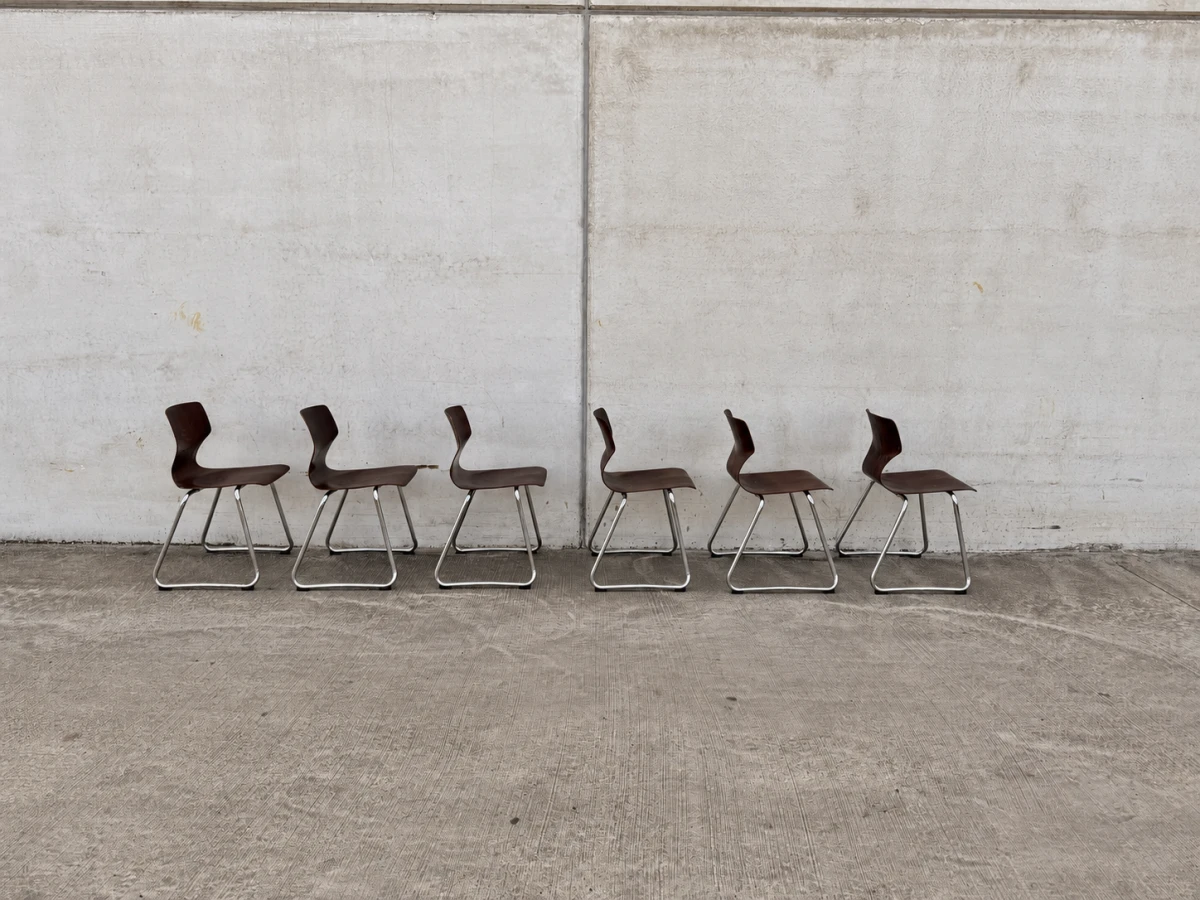 Set van 6 vintage Flötotto Pagwood stoelen – Adam Stegner - foto 10