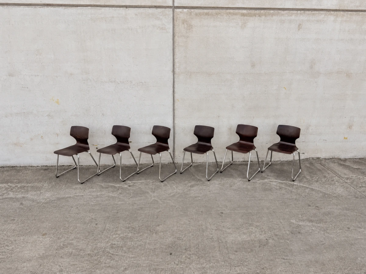 Set van 6 vintage Flötotto Pagwood stoelen – Adam Stegner - foto 3