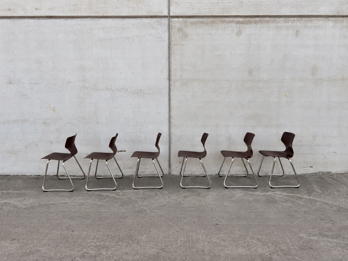 Set van 6 vintage Flötotto Pagwood stoelen – Adam Stegner - foto 6