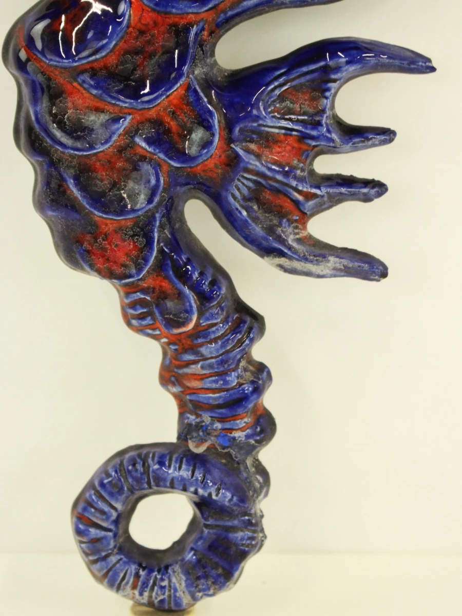 Keramisch wanddecoratie zeepaardje blauw-rood - foto 4