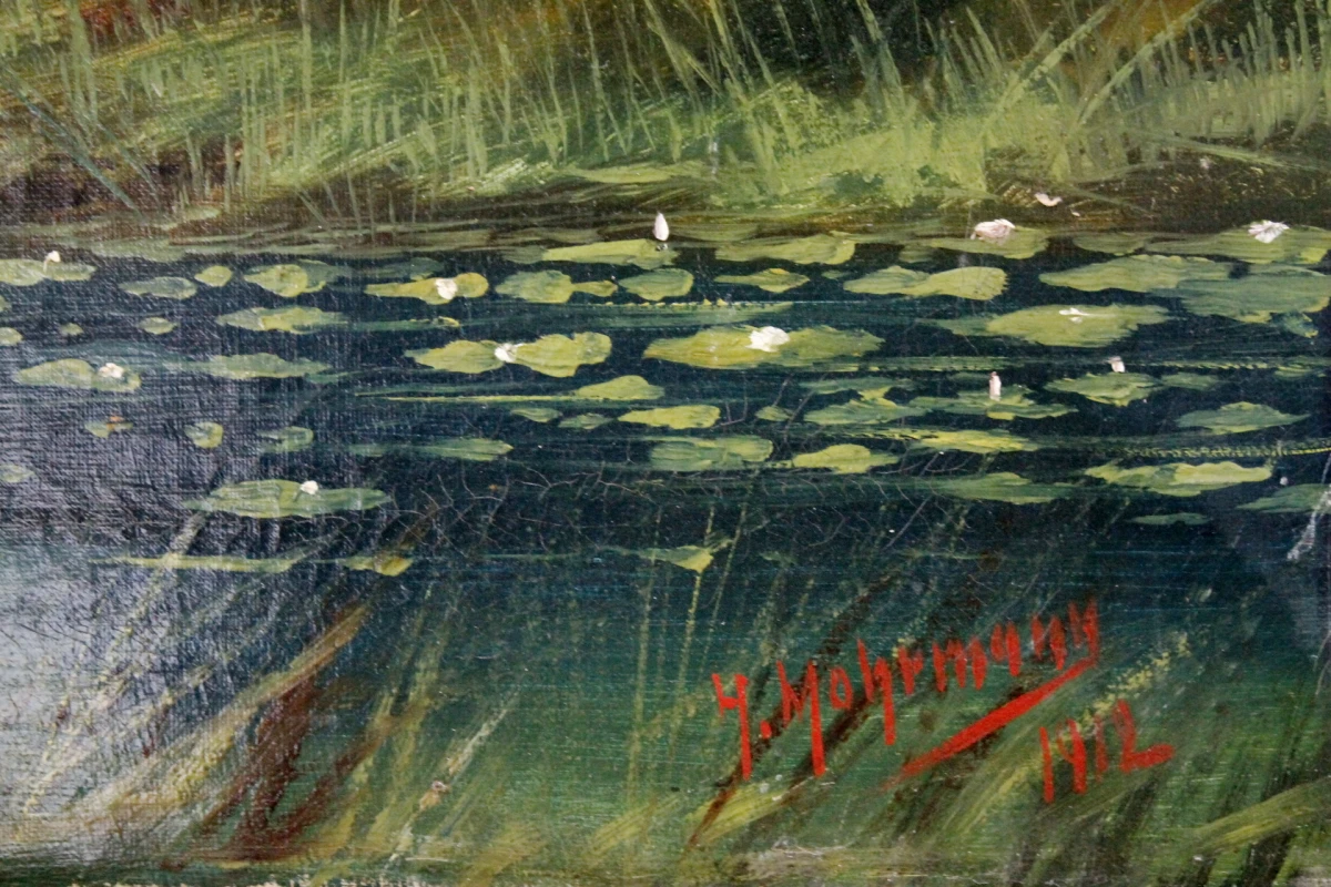 Schilderij: Romantisch Rivierlandschap - foto 3