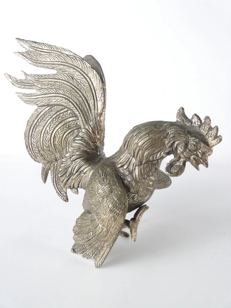 Set van 2 decoratieve metalen haan beelden - foto 9